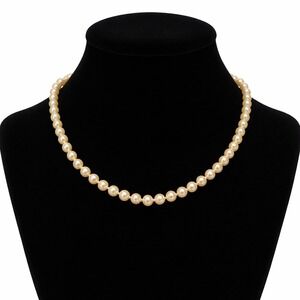 Vintage Marvella Faux Pearl Necklace Gold Tone Clasp Classic‎ 19" Strand